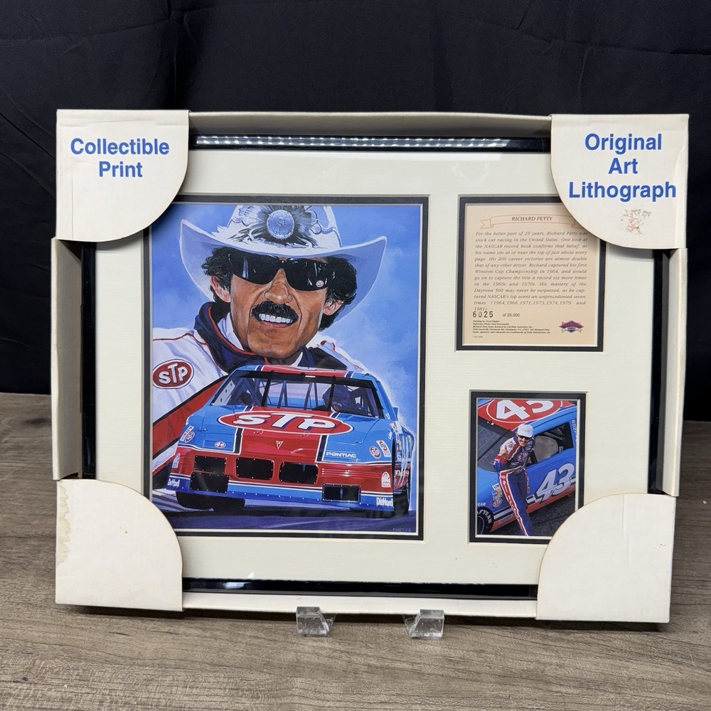 Richard Petty Lithograph STP Racing Framed 16x13 6025/25k NASCAR